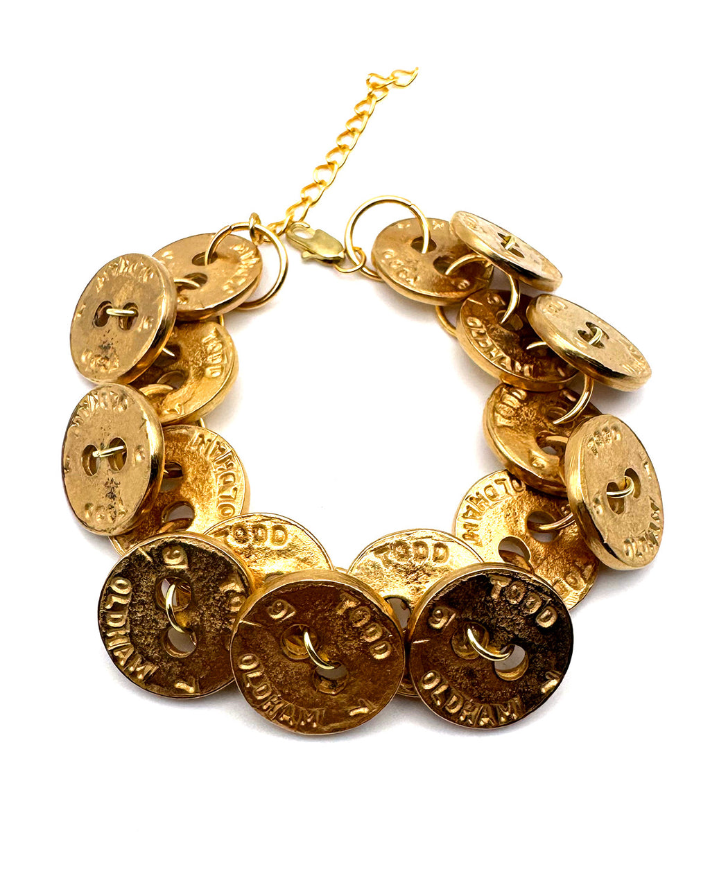 Gold Todd Oldham Button Charm Bracelet