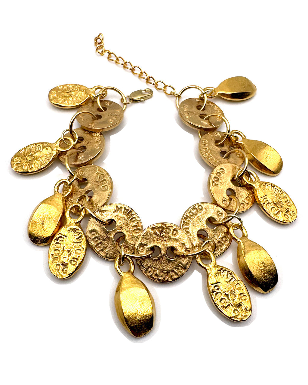 Gold Todd Oldham Button Teardrop Charm Bracelet