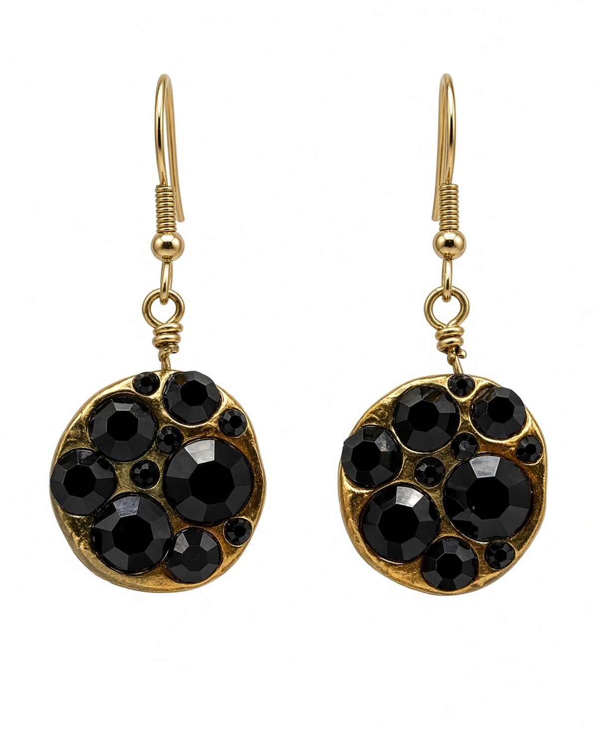 Black Crystal Cluster Earrings