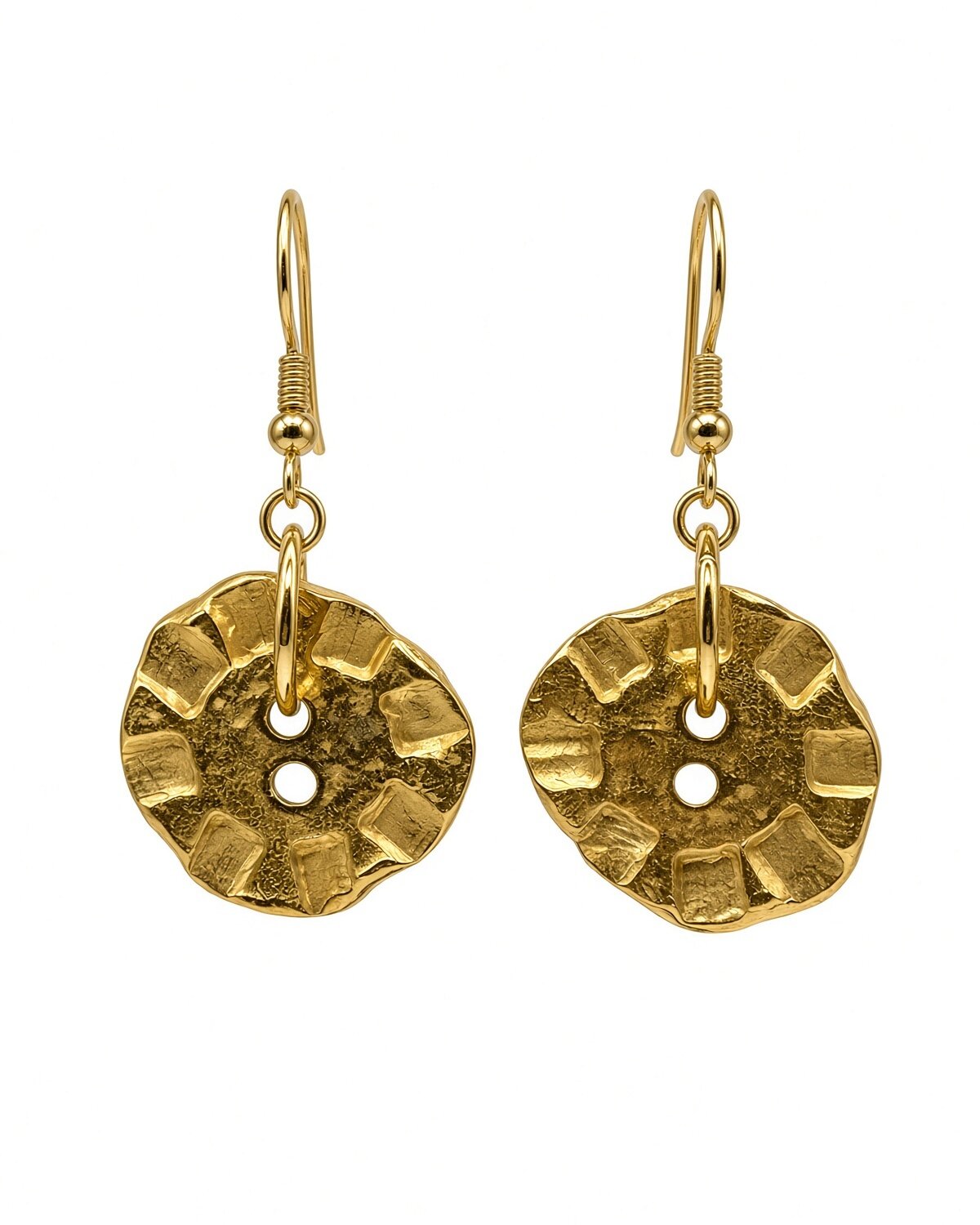 Gold Button Earrings