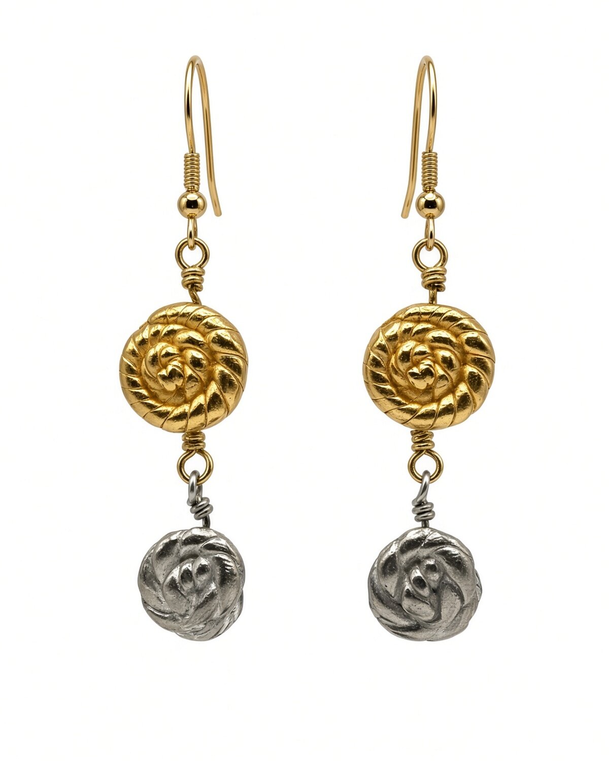 Mixed Metal Swirl Earrings